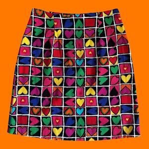 90's vintage heart print high waisted bodycon pencil skirt Size 2P